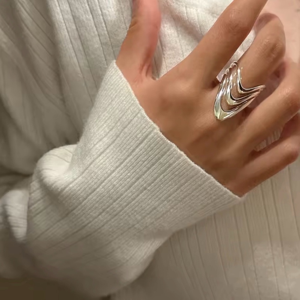 S925 Silver Three Layers Modern Ring.